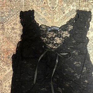 Brandy Melville black lace sheer tank top with bow